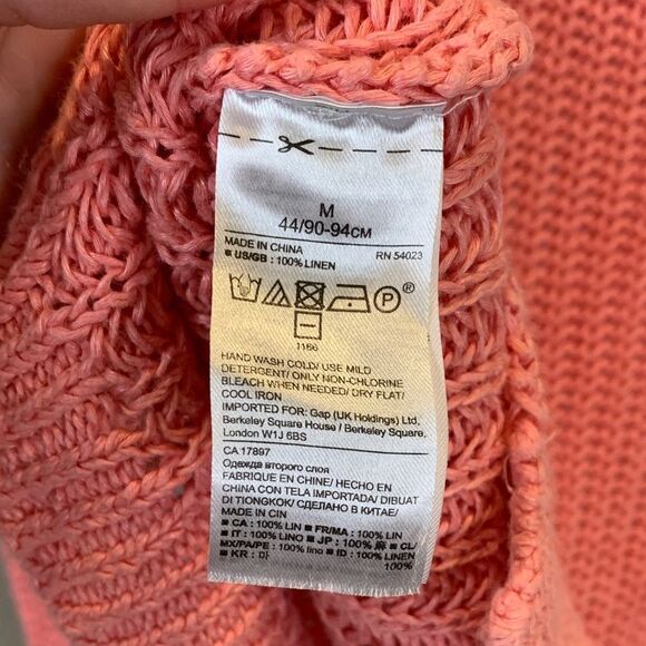 Banana Republic 100% Italian linen pink loose knit V-neck sweater size medium - Picture 8 of 8